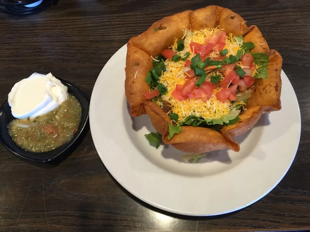 Taco Salad with Sour Cream and Salsa